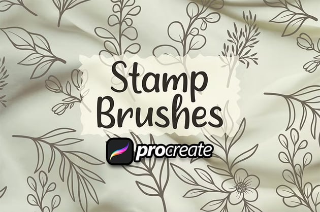flower leaves brush stamp for Procreate on envato elements