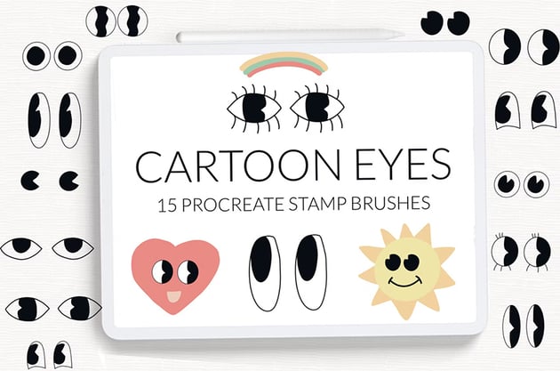 cartoon eyes procreate brush stamps from Envato elements
