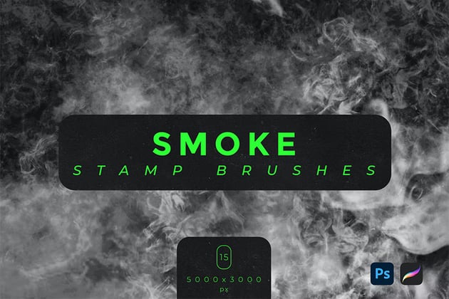 smoke stamp brushes for Procreate and Photoshop on Envato Elements