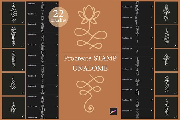 Unalome Procreate brush stamps on envato elements