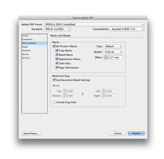 export pdf bleed