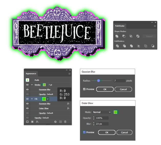 How to make a bright green glow effect