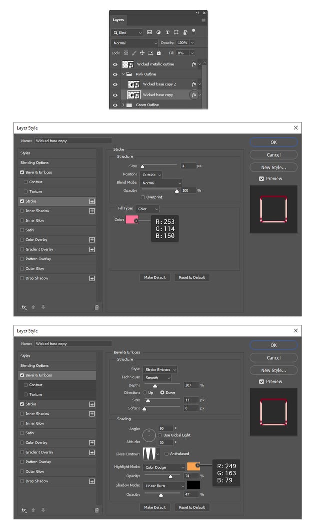 How to recolor Wicked pink outline