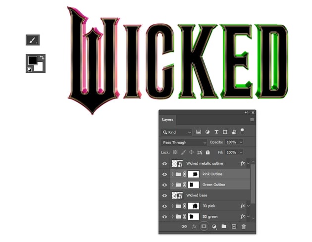 How to mask pink and green Wicked outline
