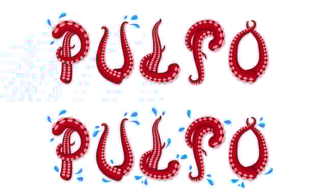 how to arrange water droplets around the tentacles text effect