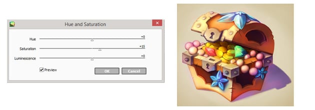Adjusting hue and saturation