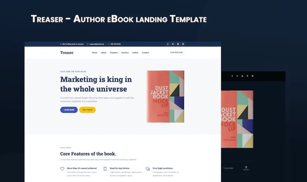 Treaser author ebook landing page template 