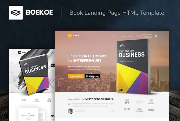 Boekoe ebook landing page template