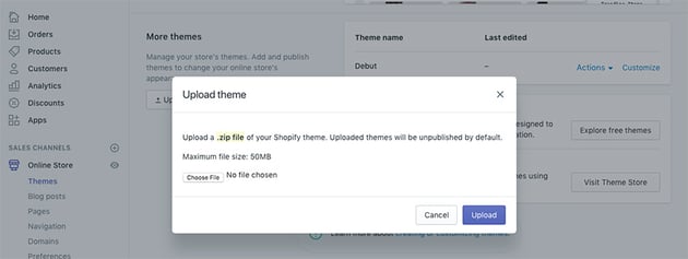 Uploading a theme