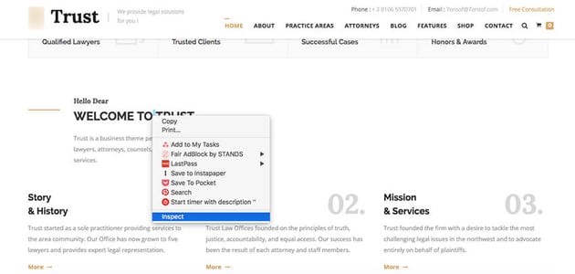Inspector for HTML files