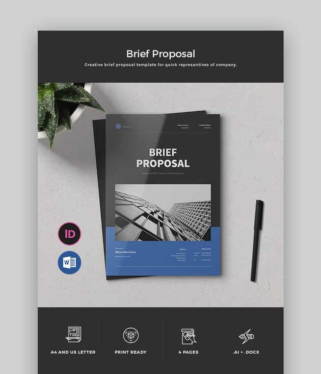 Brief Proposal - Dark MS Word Proposal Template