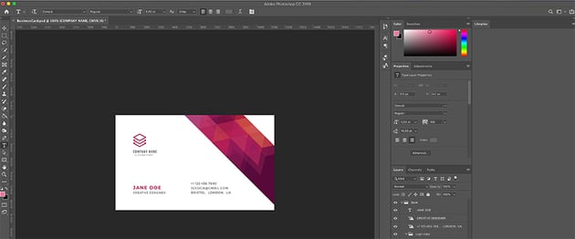 Editing text in The Business Card Template
