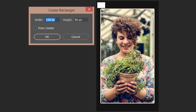 Creating the first shape of the polaroid stripe
