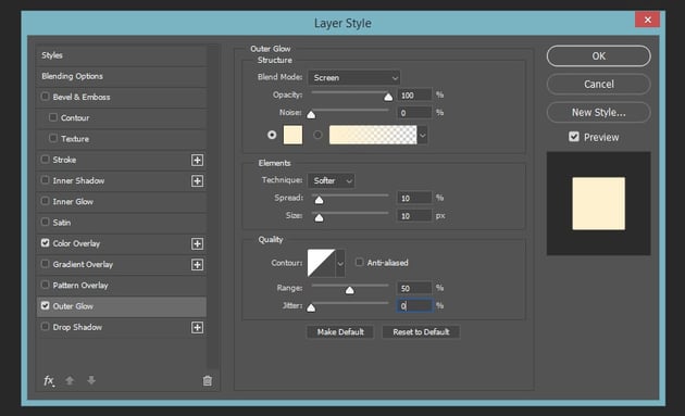 Creating the outer glow of the shape