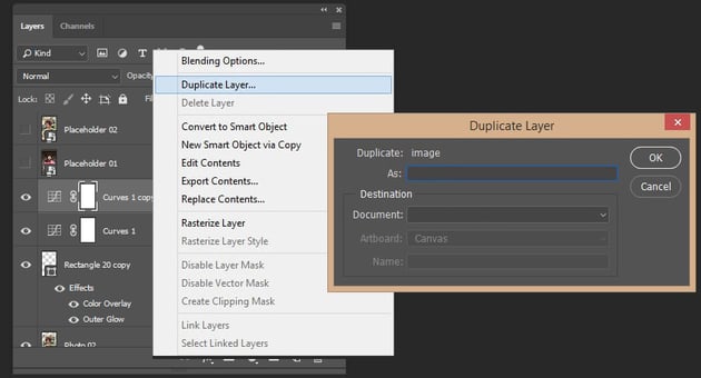 Creating a duplicate of the curves