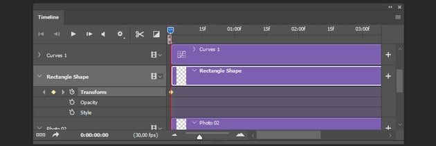Creating the first keyframe of the shape animation