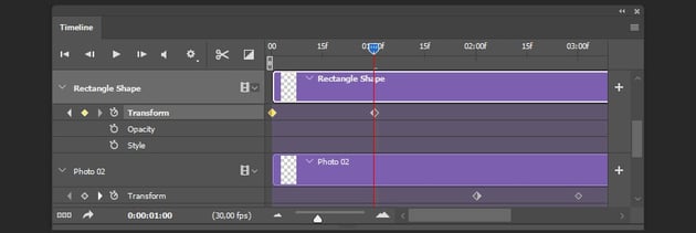 Creating the second keyframe for the shape layer