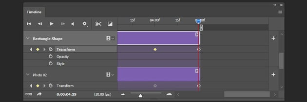 Creating the last keyframe for the shape layer