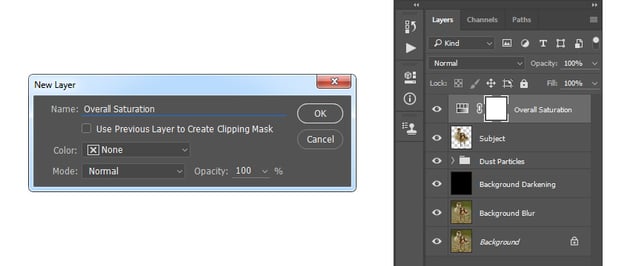 Creating new vibrance adjustment layer