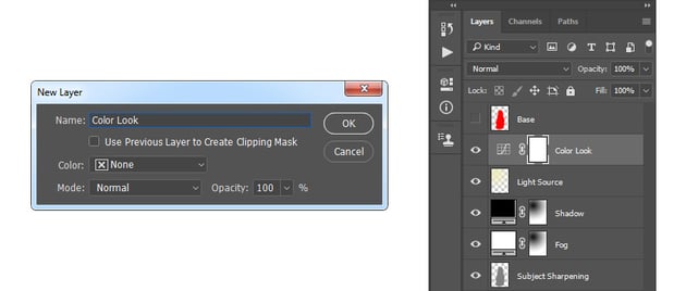 creating new adjustment layer