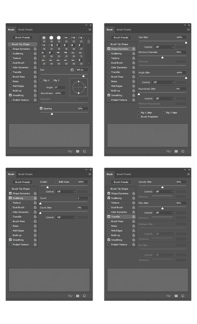 adjusting brush settings