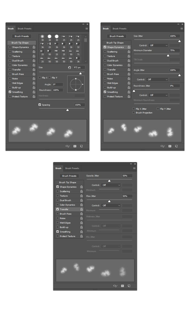 adjusting brush settings