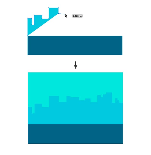 using Pen Tool for create a skyscrapers