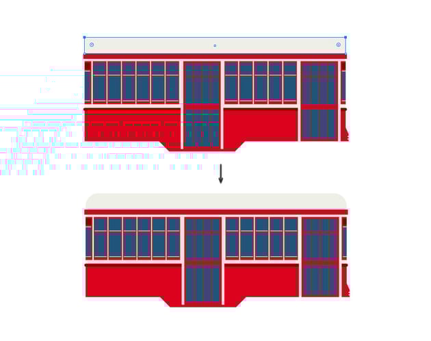 Add a rectangle for the top of the tram