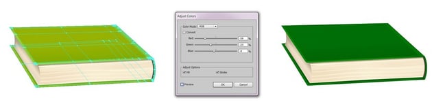 recolor the book to dark green