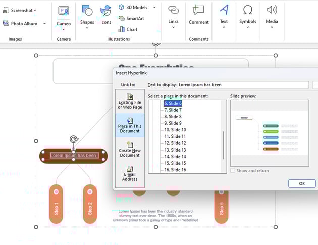 Hyperlink creating a mind map