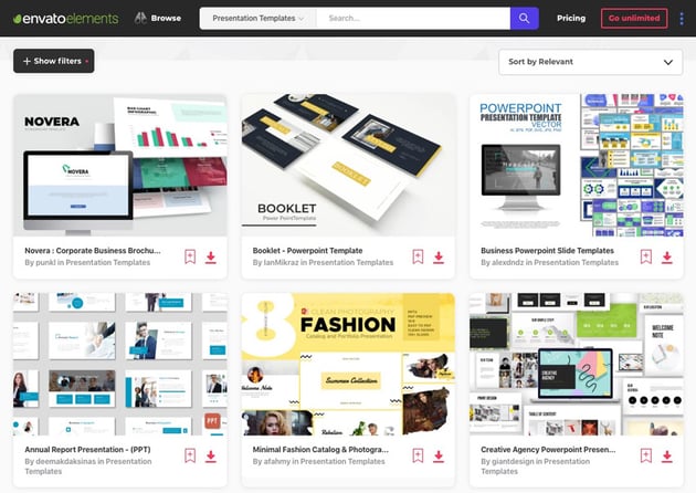 Envato Elements PowerPoint Brochure downloads