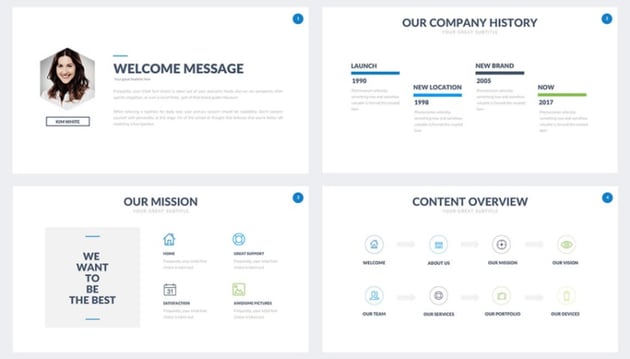 Plantilla gratuita Keynote que te da una idea de cómo presentar un proyecto de negocio