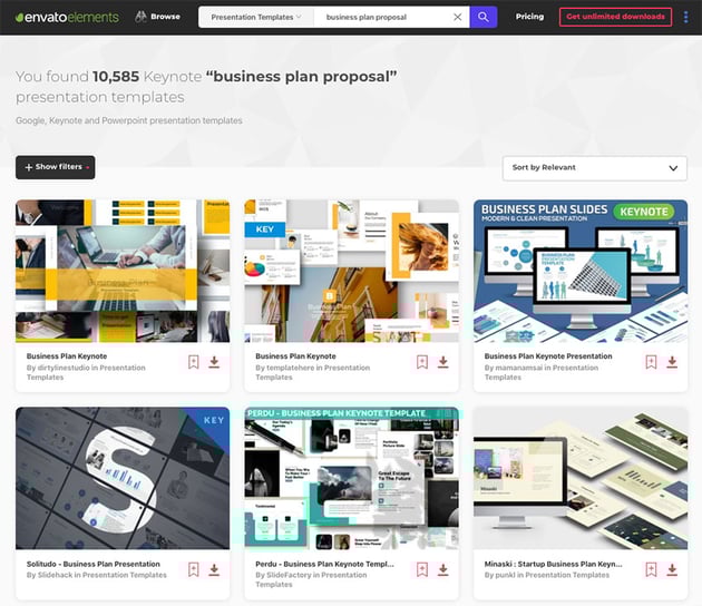 Usa Envato Elements para obtener presentaciones de negocio Keynote de calidad premium de manera ilimitada y mucho más.