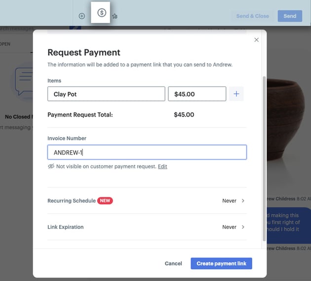 Create payment link SMS podium