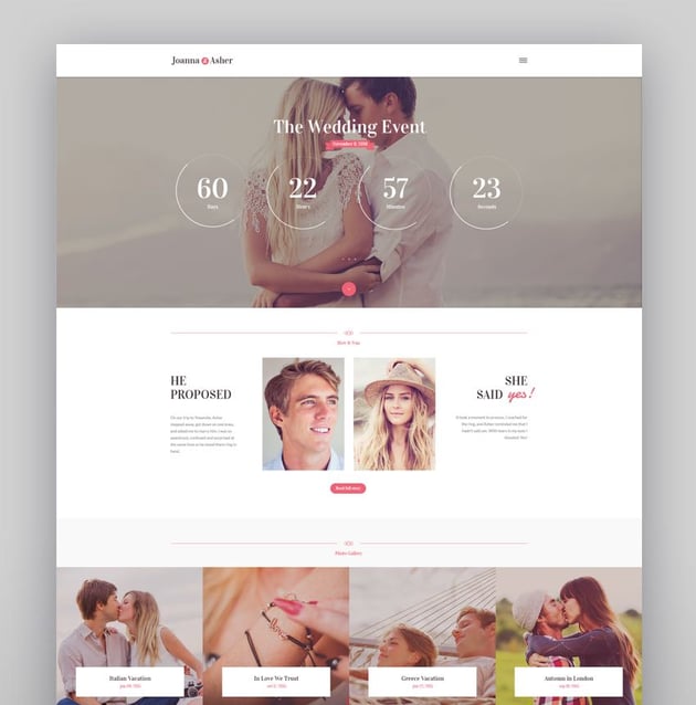 Wedding Day - Birthday Marriage Event WordPress Theme