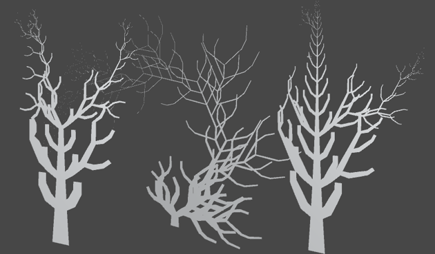 L system tree variants using slightly different rules