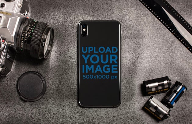 iPhone Custom Sticker Mockup With Film Camera