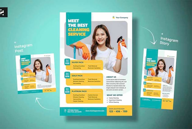 Cleaning Service Digital Brochure Templates