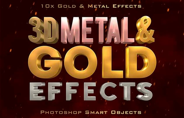 Metal & Gold 3D Text Effect Photoshop