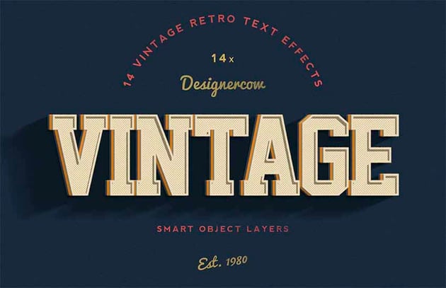 Vintage Retro Text Effects Photoshop