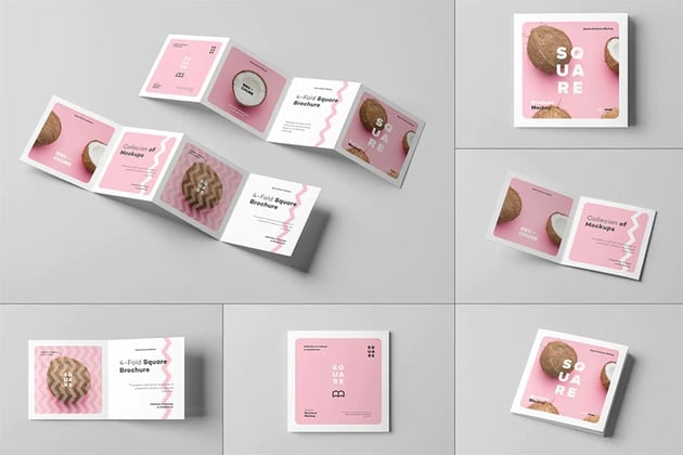 4 Fold Square Brochure Mockup