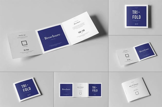 Square Tri Fold Brochure Mockup 