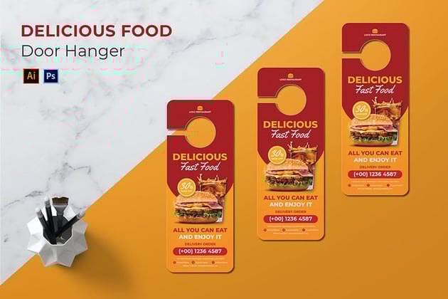 Delicious Food Vector EPS Door Hanger