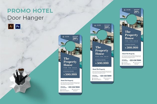 Photoshop PSD Property Open House Door Hanger Template 