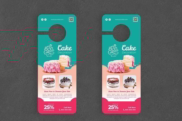 Cake Decor Door Hanger Vector EPS Template