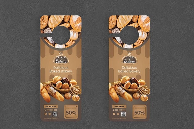 Bakery Adobe Illustrator AI Door Hanger Template 