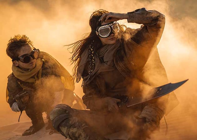 Woman and Boy in a Post Apocalyptic Wasteland