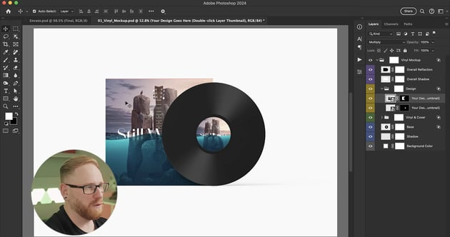 paste your design into the Smart Object for the vinyl