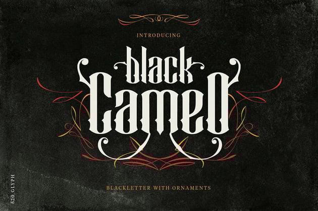 Black Cameo Gothic Tattoo Font