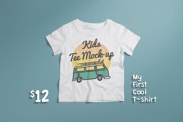 Crew Neck Kids T-Shirt Mockup 